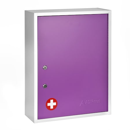 Adiroffice Large Steel Dual Locking Medication Cabinet in Purple ADI999-04-PUR-MK